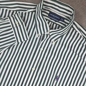 Ralph Lauren Men's Striped Button-Down Shirt - Green & White